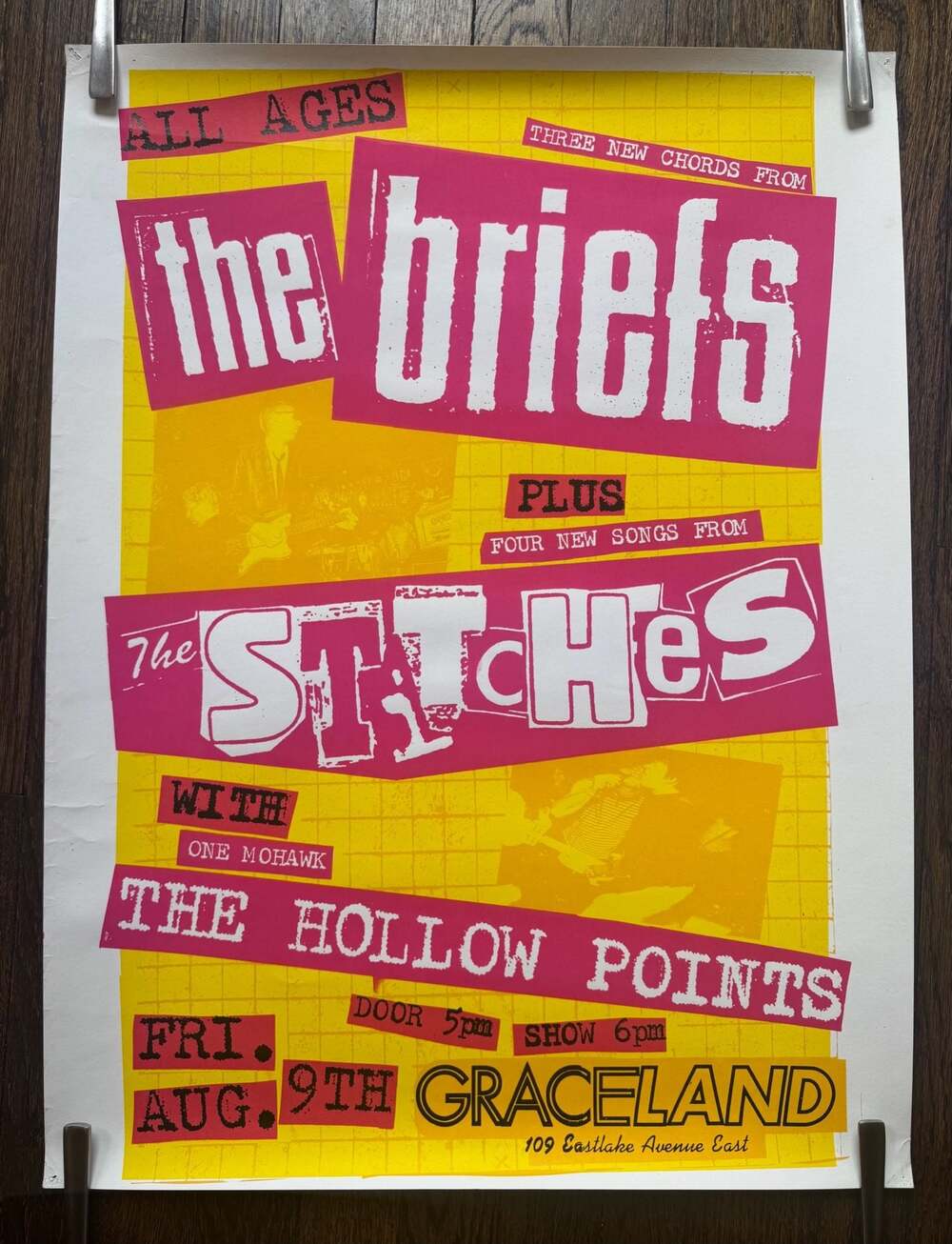 VTG 2002 Briefs Stitches Hollow Points SCREENPRINTED POSTER Seattle PUNK ROCK